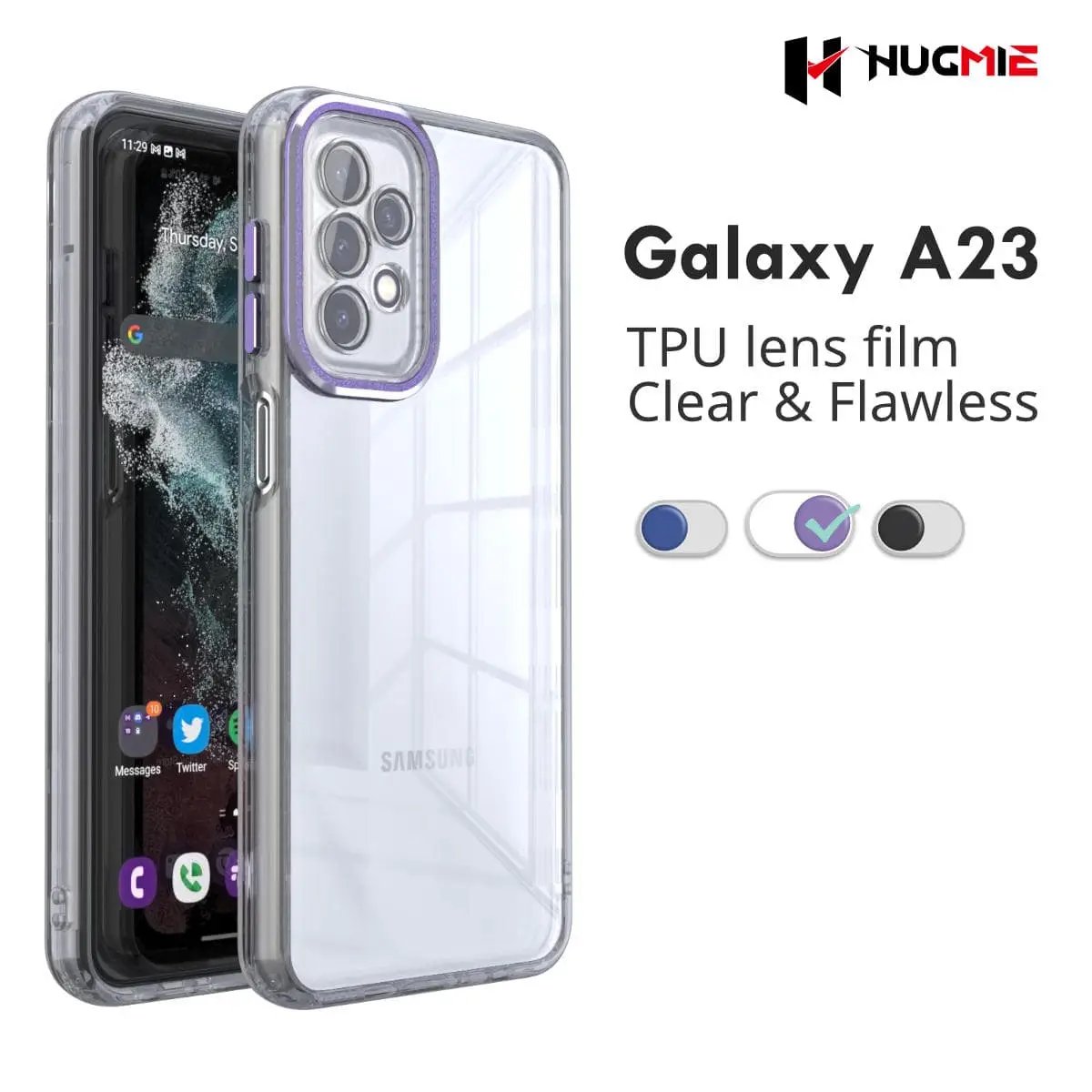 Samsung A23 Clear Phone Case Be Rugged Purple- Hugmie