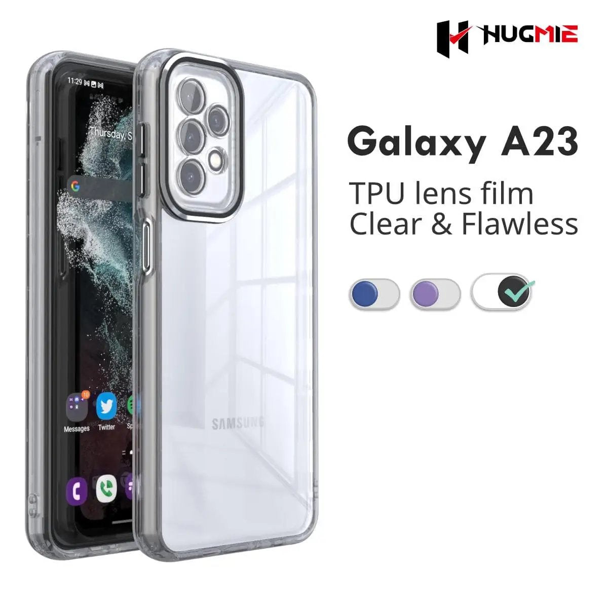 Samsung A23 Clear Phone Case Be Rugged Black- Hugmie