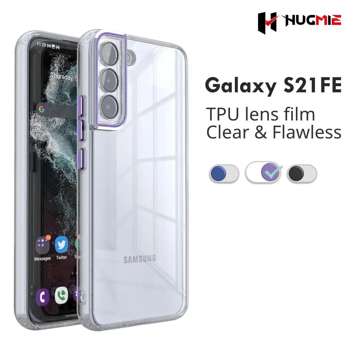 Samsung S21 FE Clear Phone Case Be Rugged Purple- Hugmie
