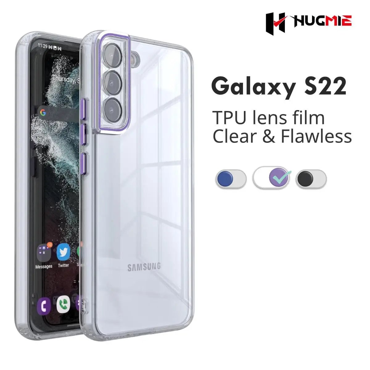 Samsung S22 Clear Phone Case Be Rugged Purple- Hugmie