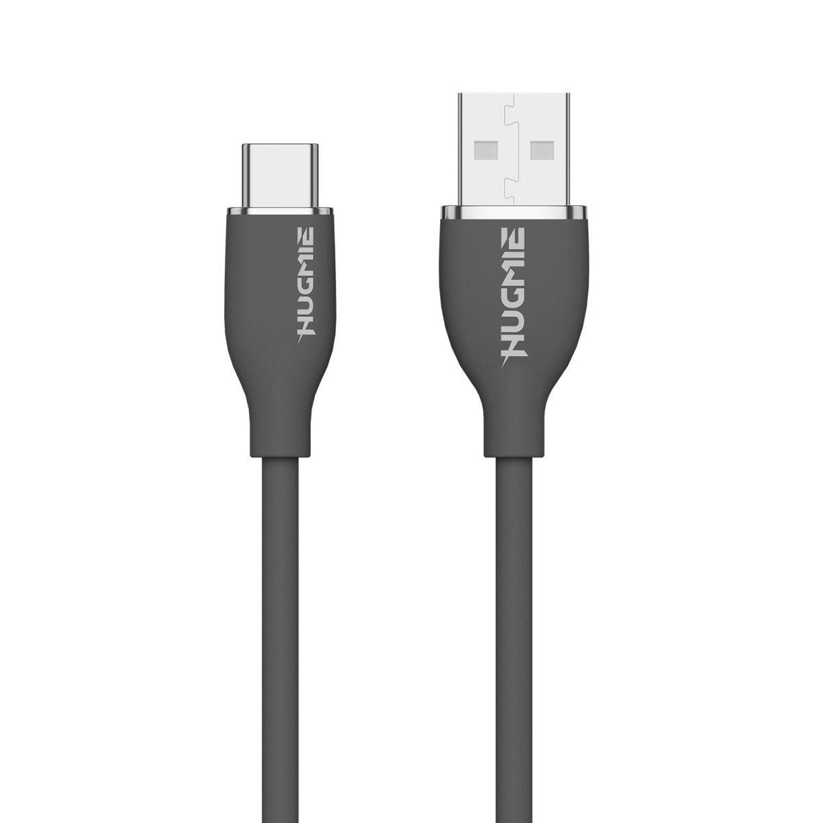 Hugmie Silicone USB-A to Type-C Fast Charging Cable 1.2M in dark gray, featuring a durable, tangle-free silicone design for efficient charging and data transfer.