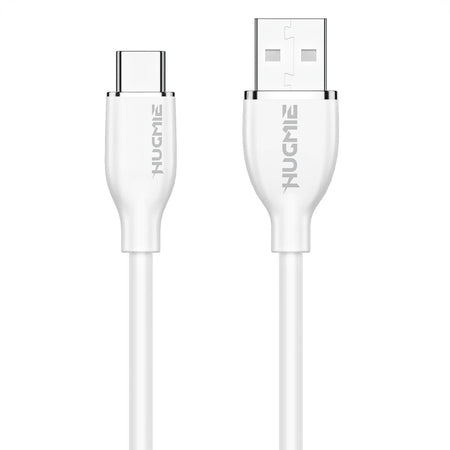 Hugmie® Silicone USB-A to Type-C Fast Charging Cable 1.2M in white, featuring a durable silicone design for efficient charging and data transfer.