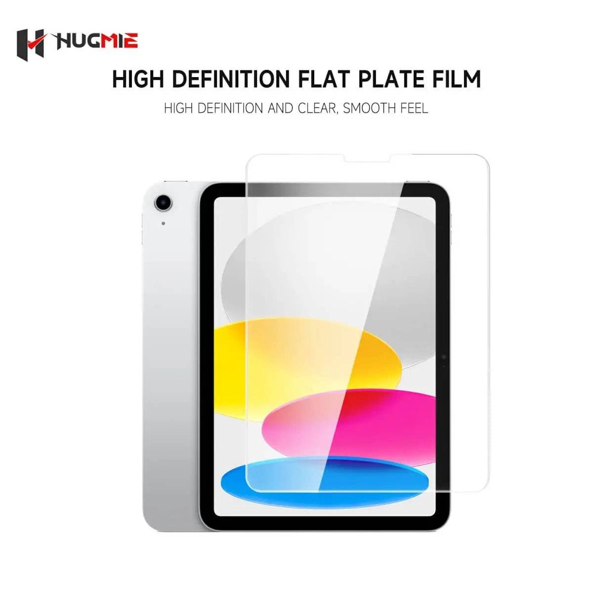 Hugmie Tempered Glass Screen Protector for iPad 10.2 inch with high-definition clarity and smooth touch sensitivity.