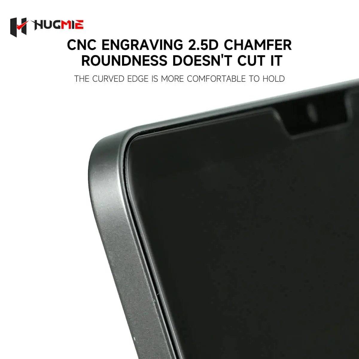 Hugmie Tempered Glass Screen Protector with CNC 2.5D chamfered edges for a comfortable grip on iPad 10.2 inch.