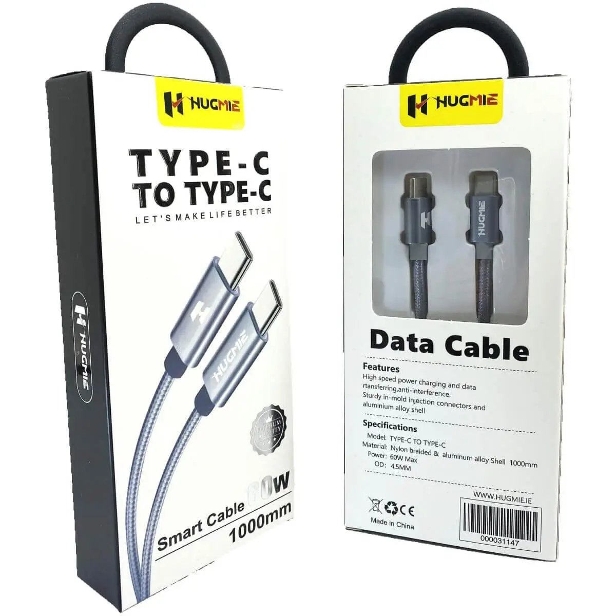 Type-C to Type-C 60W Fast Charging Cable 1M-Grey - Hugmie
