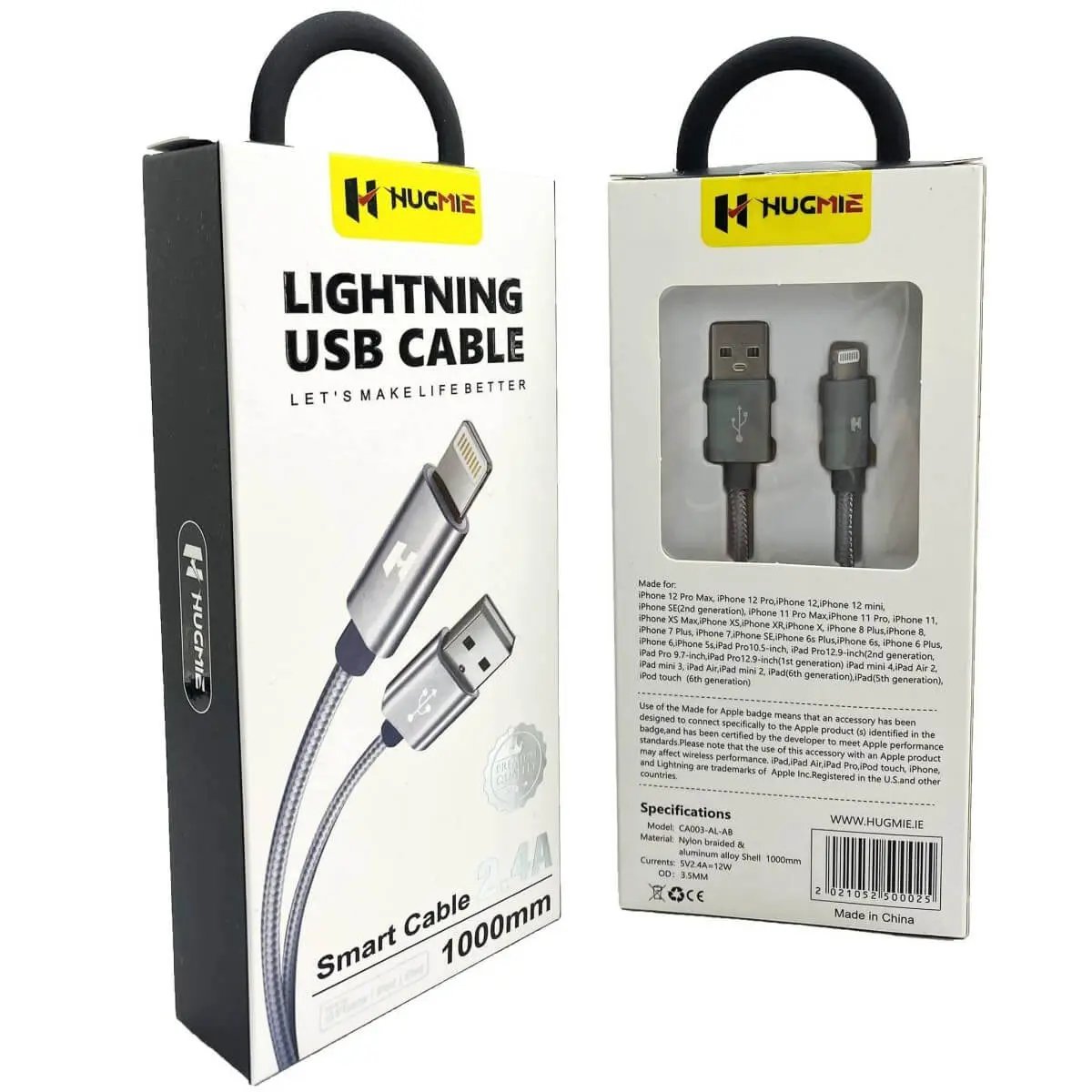 USB-A to Lightning Fast Charging Cable 1M-Grey-Hugmie
