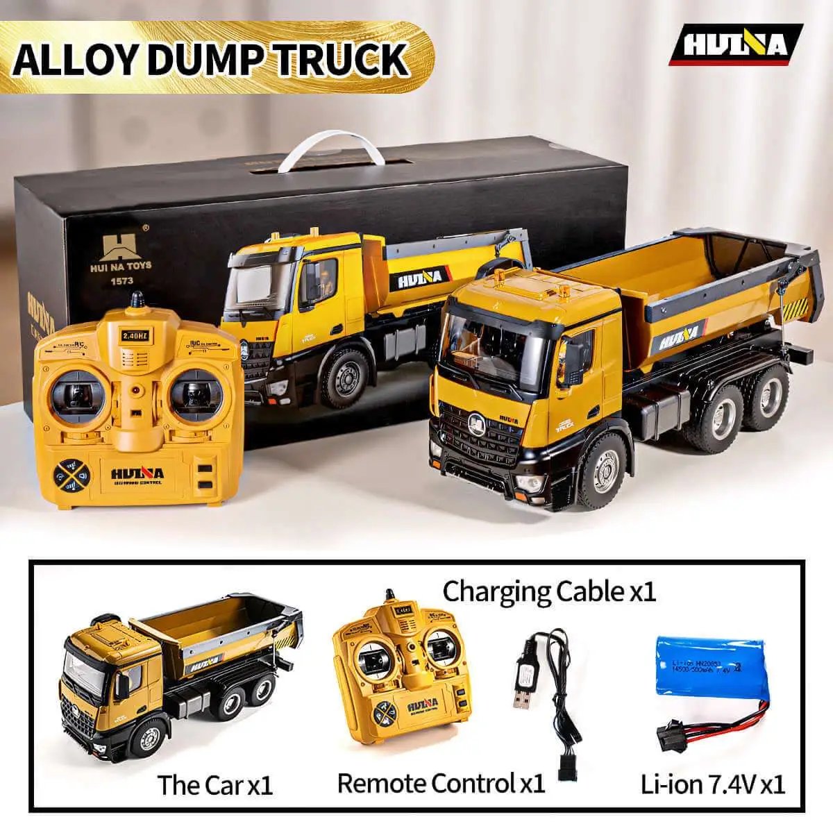 Hui Na 1573 1:14 10-channel Semi-alloy Remote Control Dump Truck - Hugmie