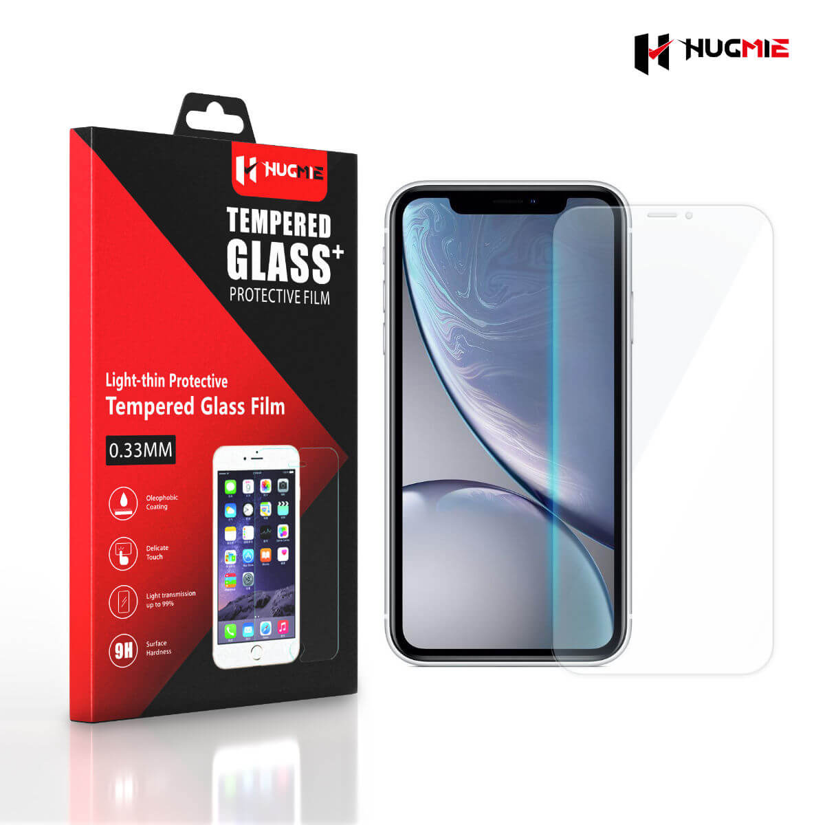 2 Pack Hugmie iPhone 11/XR Tempered Glass Screen Protector