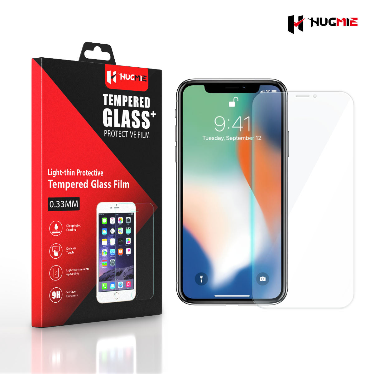 2x Hugmie iPhone 11 Pro/X/XS Glass Screen Protector