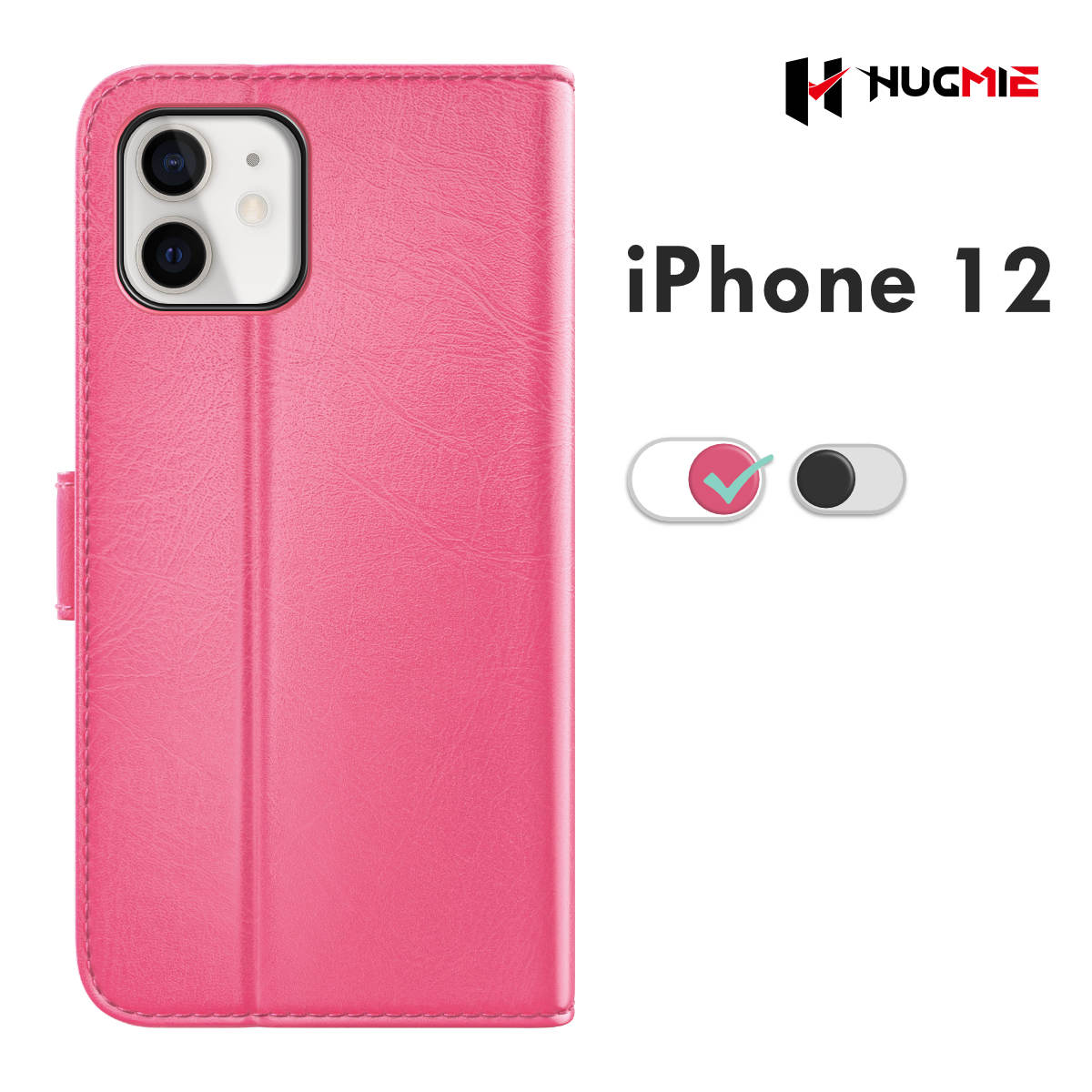 iPhone 12/12pro Classic Series Folio(Black/Hotpink) - Hugmie