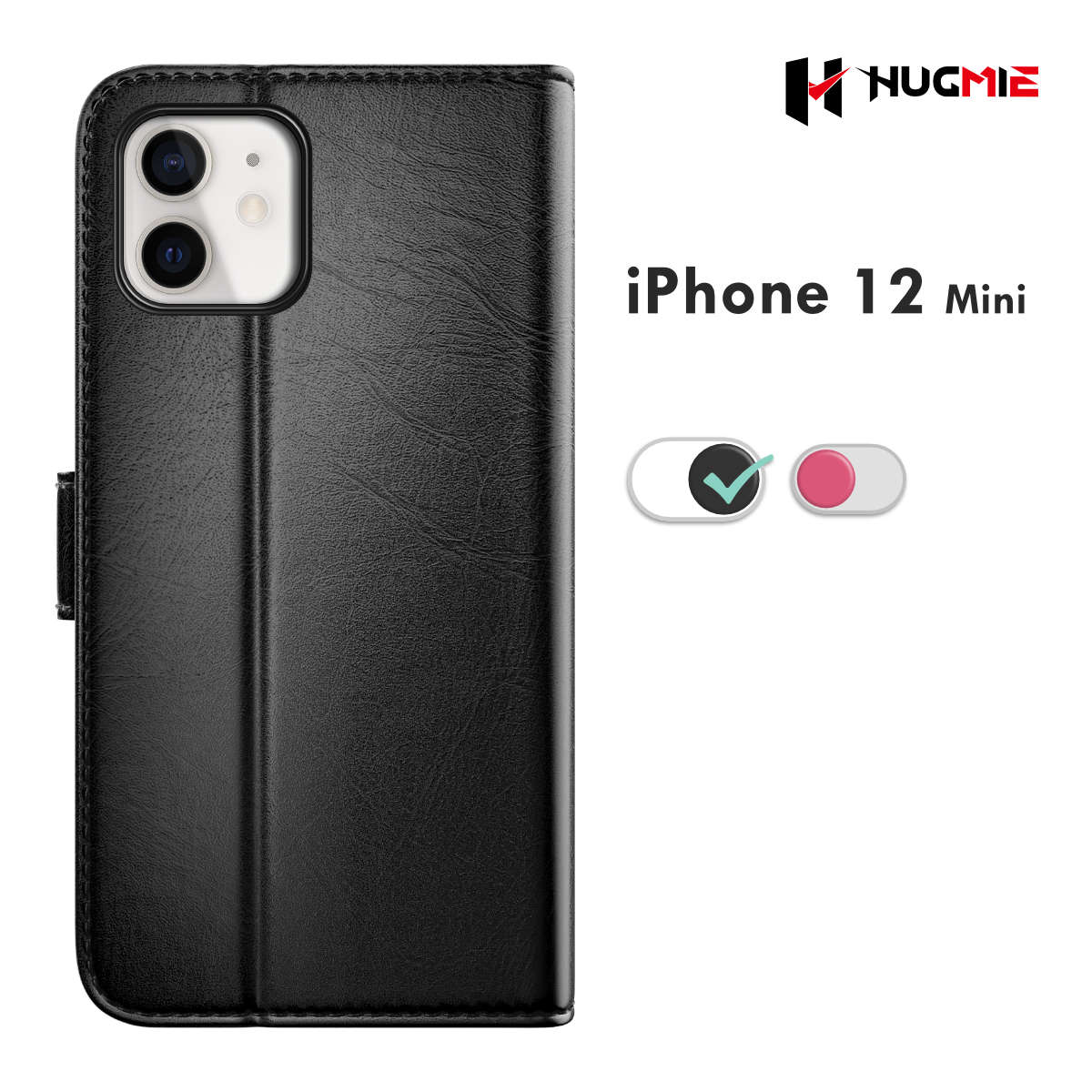 iPhone 12 Mini Classic Series Folio(Black/Hotpink) - Hugmie
