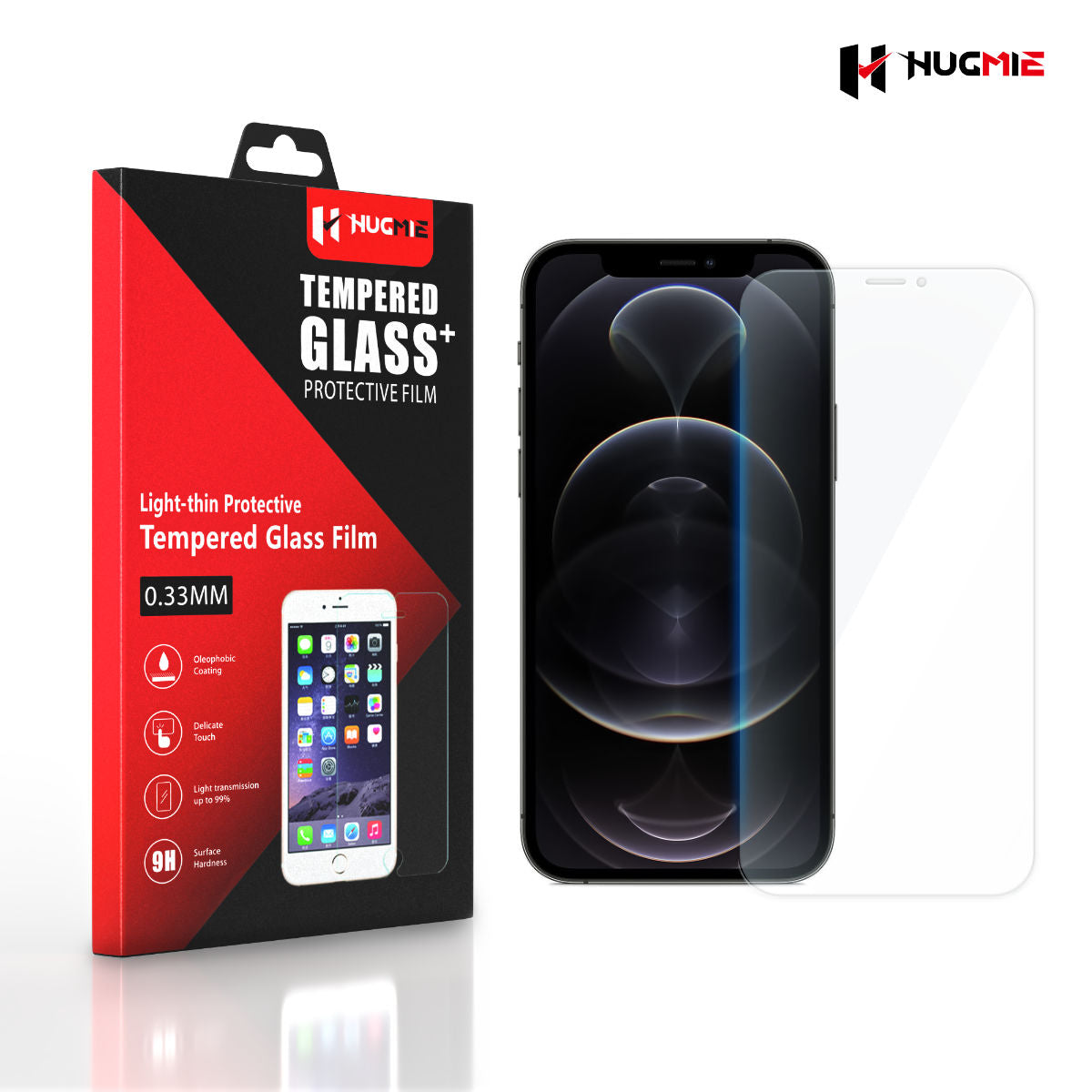 2 Pack Hugmie iPhone 12/12 Pro Glass Screen Protector