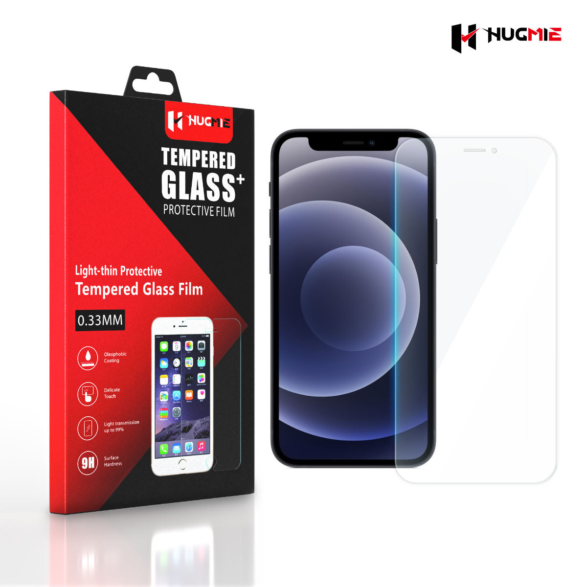 2 Pack Hugmie iPhone 12 Mini Glass Screen Protector