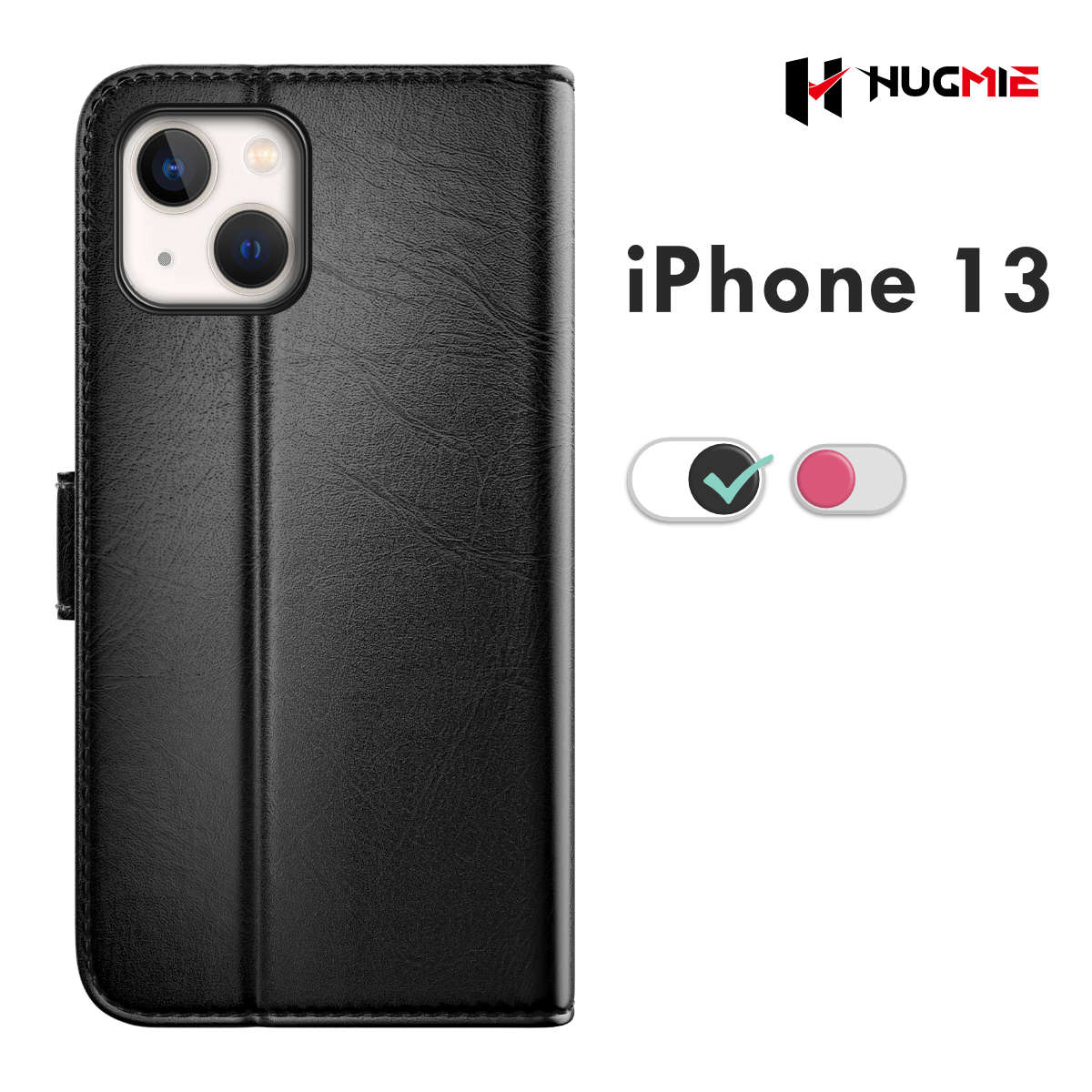 iPhone 13/14 Classic Series Folio(Black/Hotpink) - Hugmie