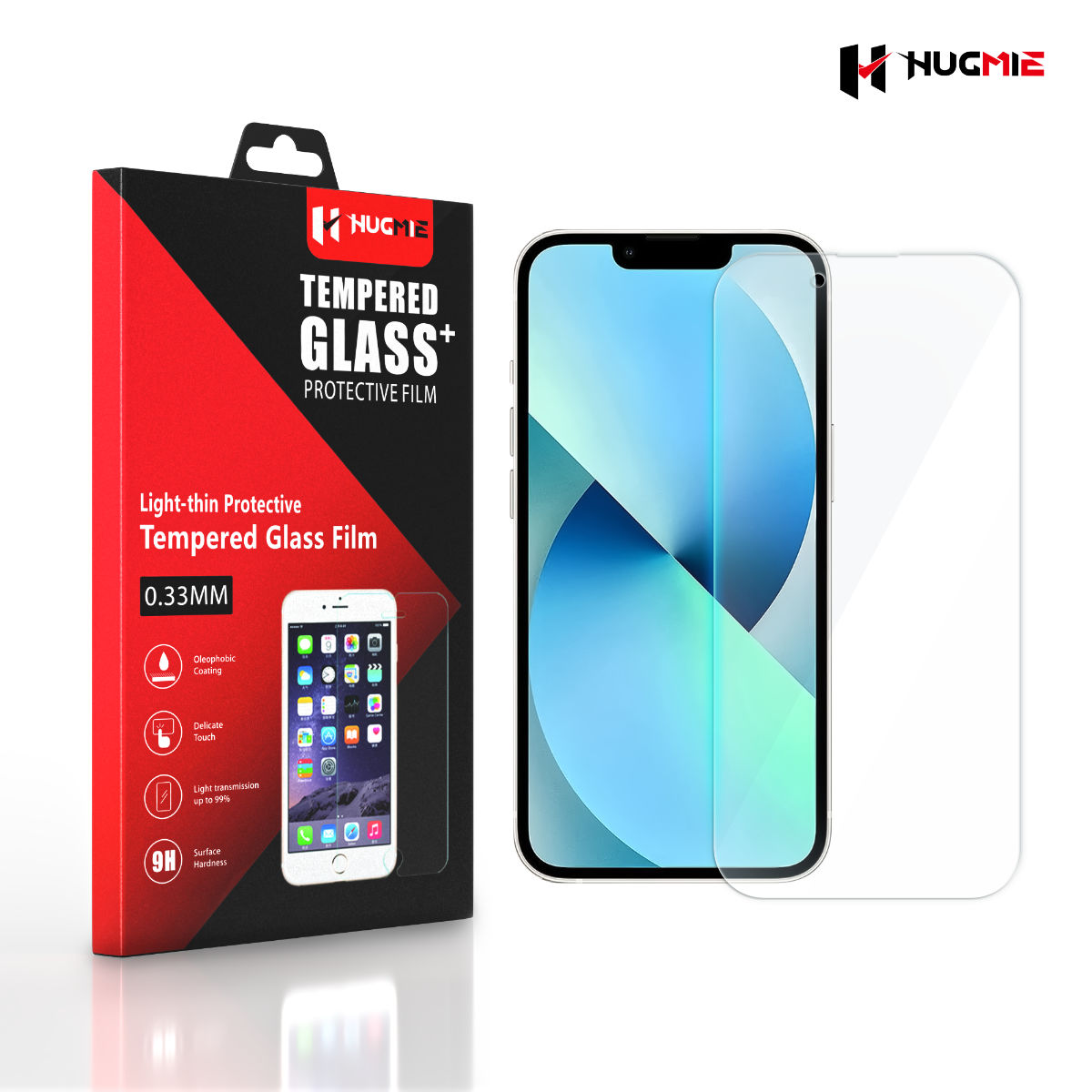 2 Pack Hugmie iPhone 13 Mini Glass Screen Protector