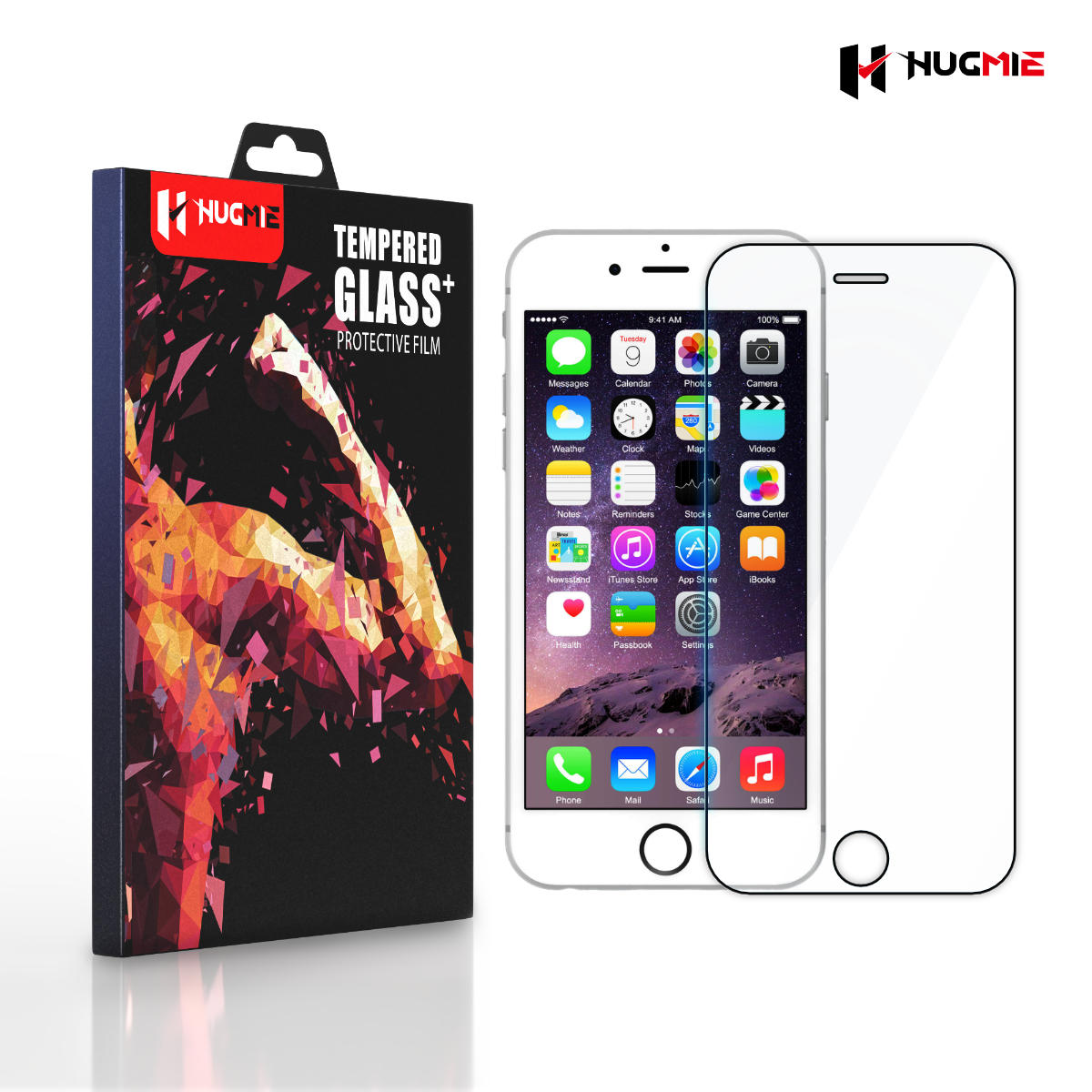 2 Pack Hugmie iPhone 6/7/8/SE Full Coverage Screen Protector
