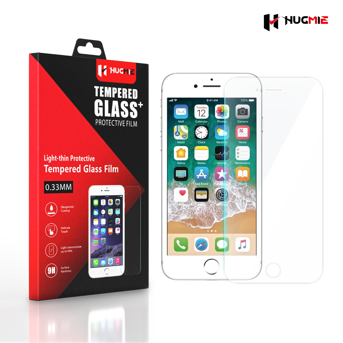 2 Pack Hugmie iPhone 6/7/8 Plus Glass Screen Protector