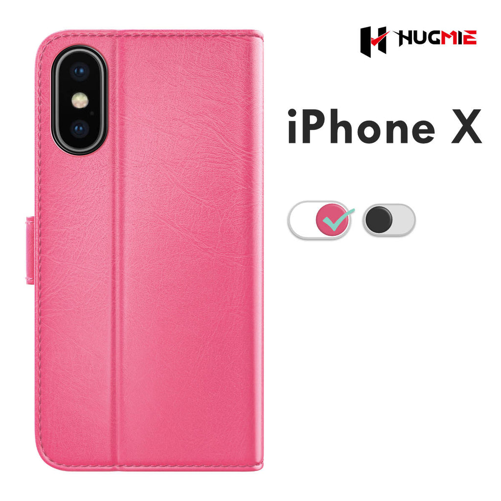 iPhone X/XS Classic Series Folio(Black/Hotpink) - Hugmie