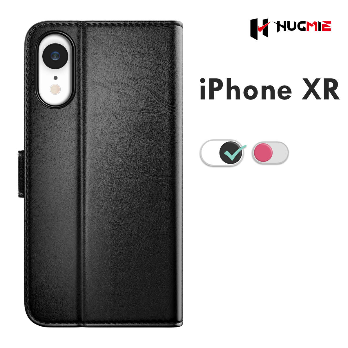 iPhone XR Classic Series Folio(Black/Hotpink) - Hugmie
