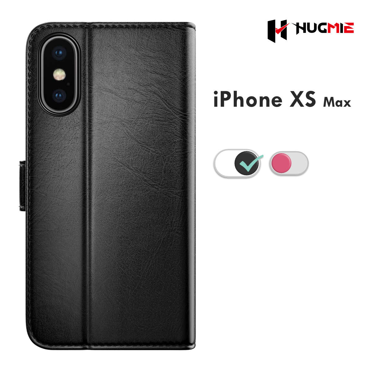 iPhone XS MAX Classic Series Folio(Black/Hotpink) - Hugmie
