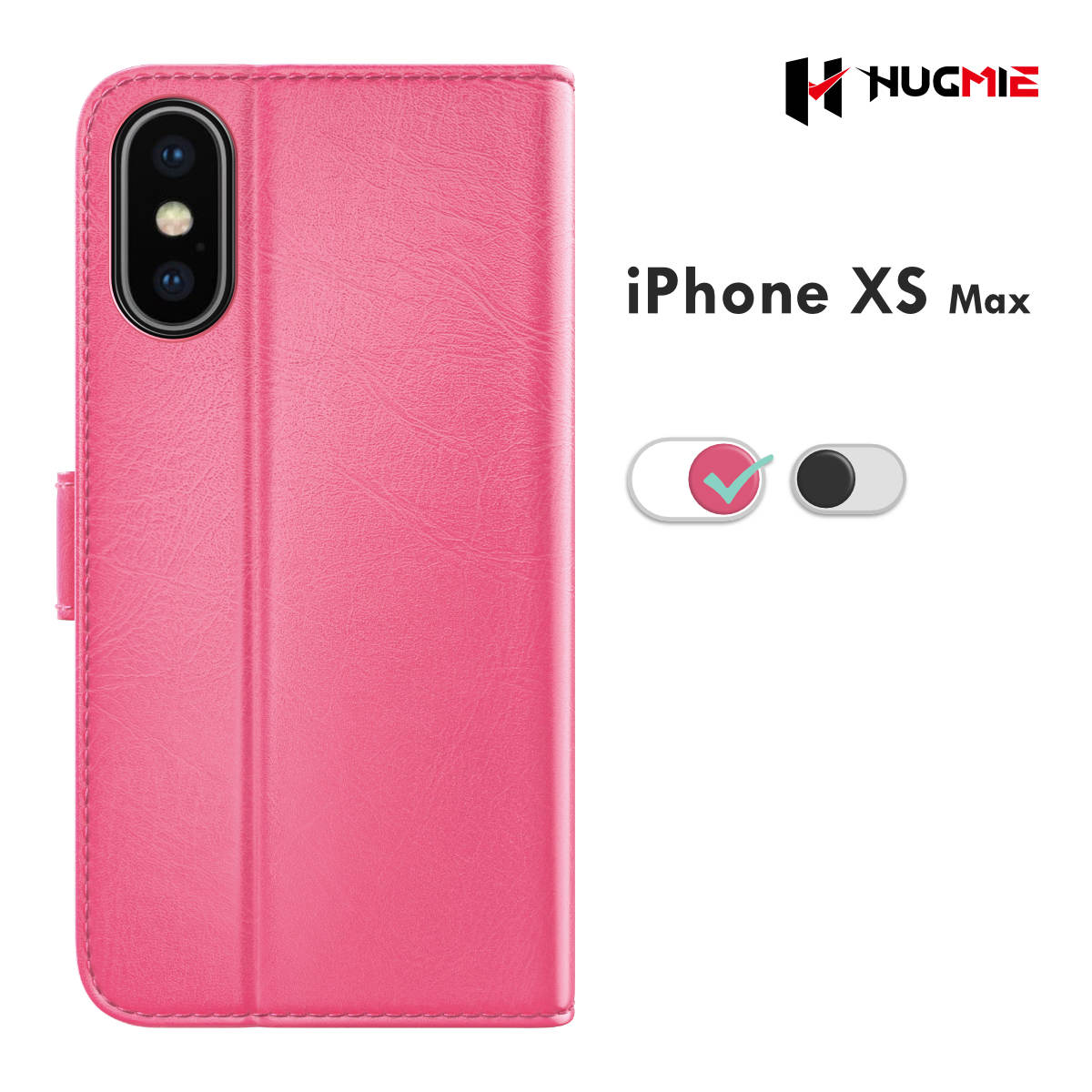 iPhone XS MAX Classic Series Folio(Black/Hotpink) - Hugmie