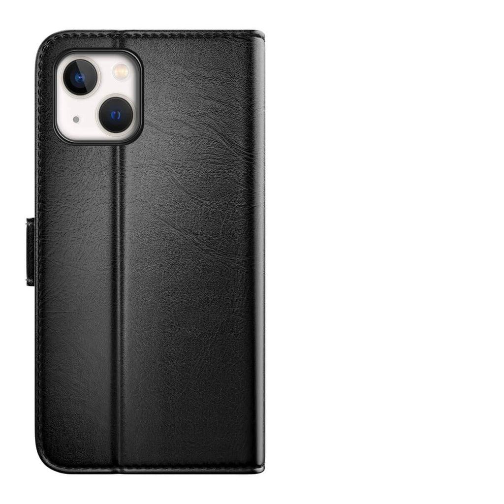 iPhone 15 Classic Series Leather Folio Case Black- Hugmie