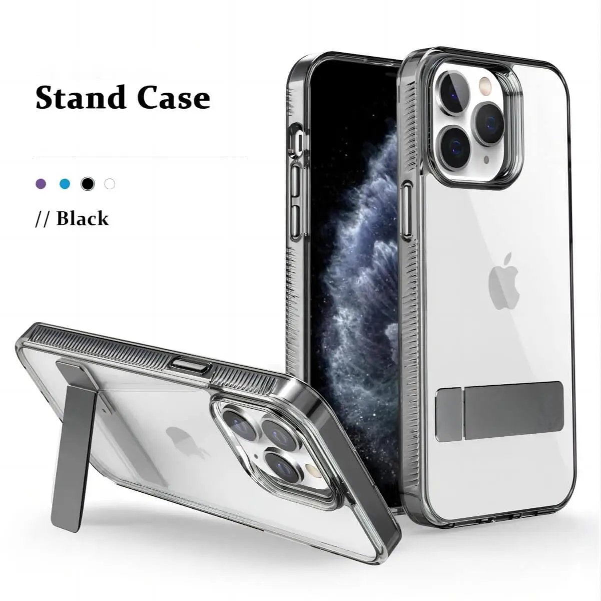 iPhone 15 Pro Crystal Stand Case Black- Hugmie