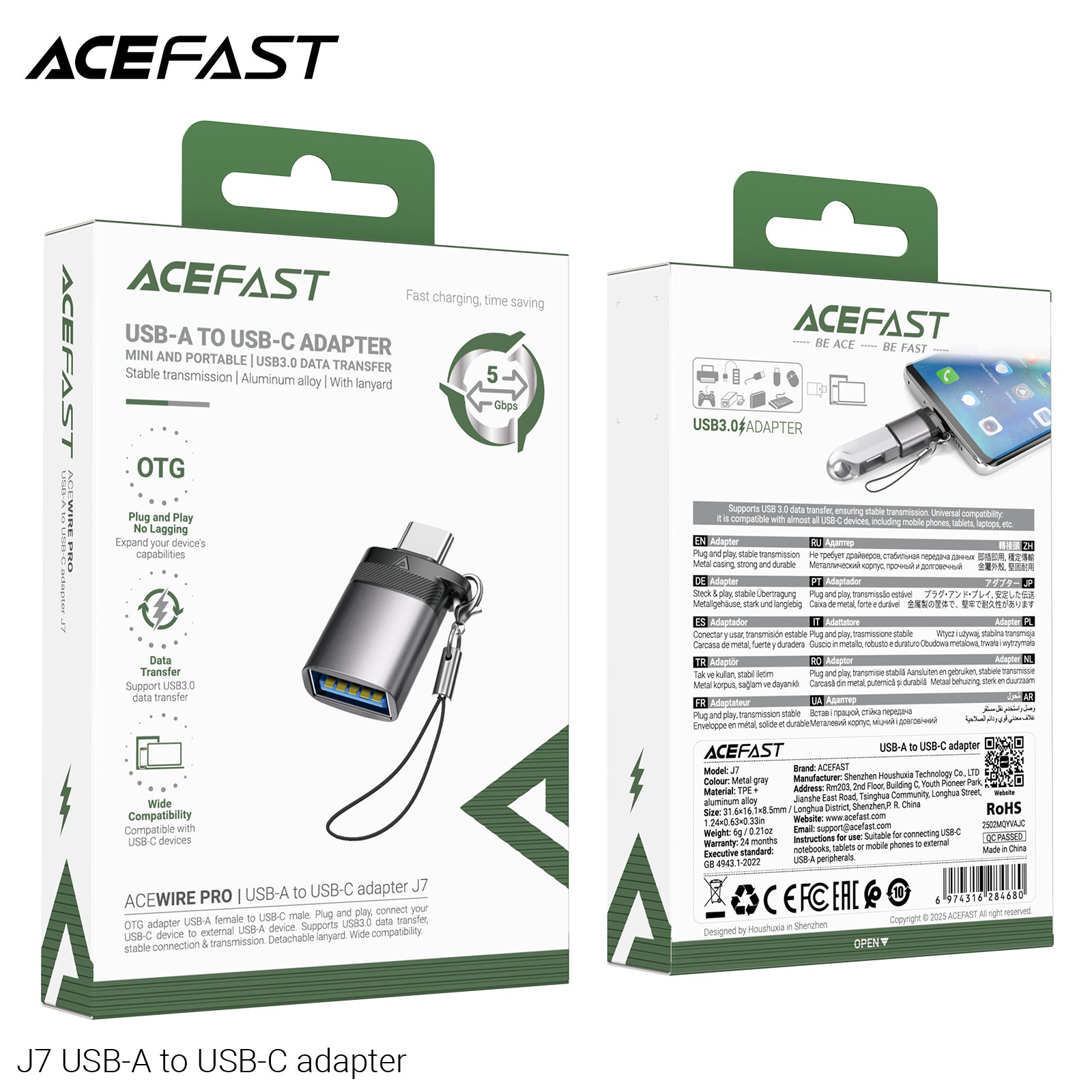 ACEFAST J7 USB-A to USB-C Adapter