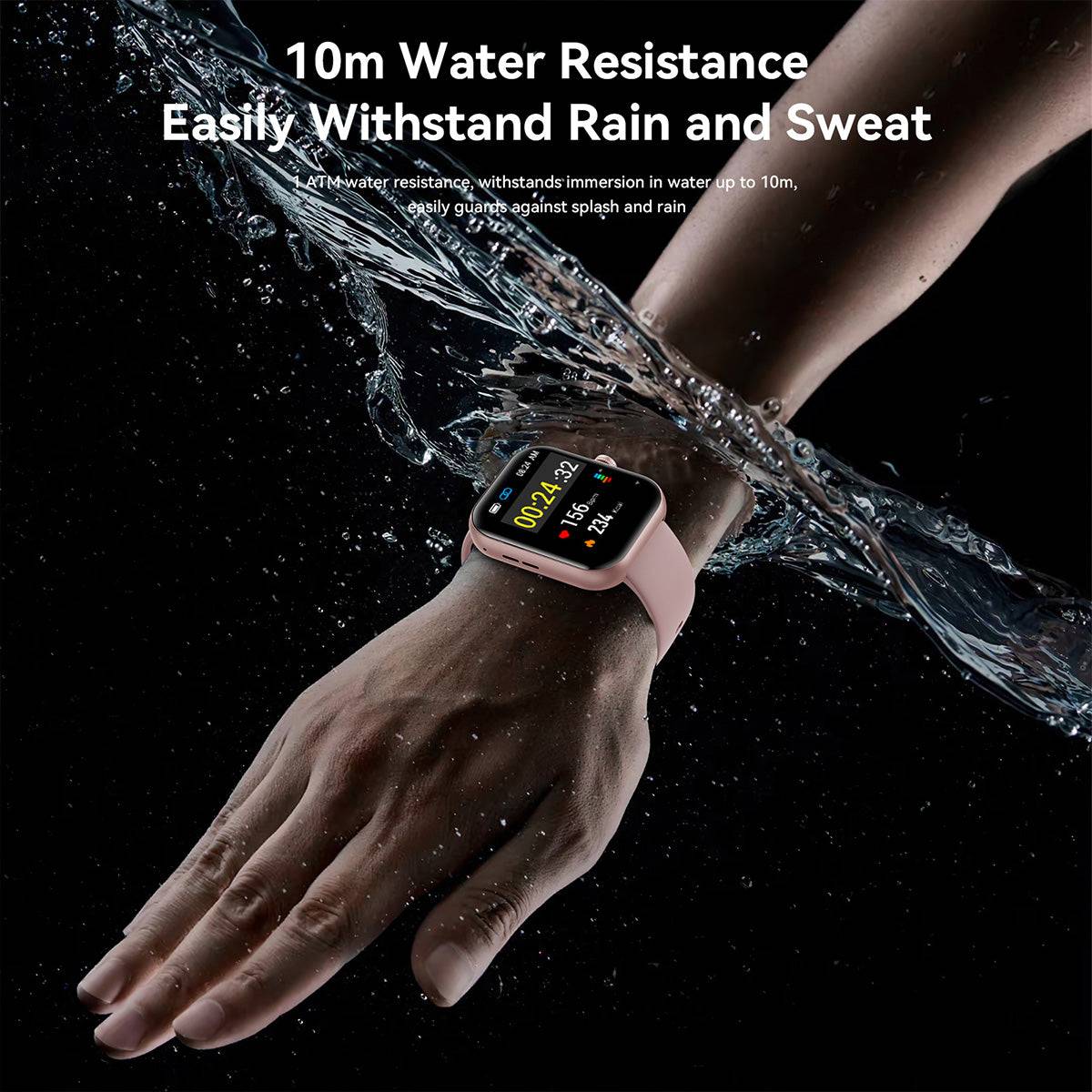 JOYROOM JR-FT5 Plus Smart Watch demonstrating its 10m water resistance, making it ideal for workouts and outdoor activities.