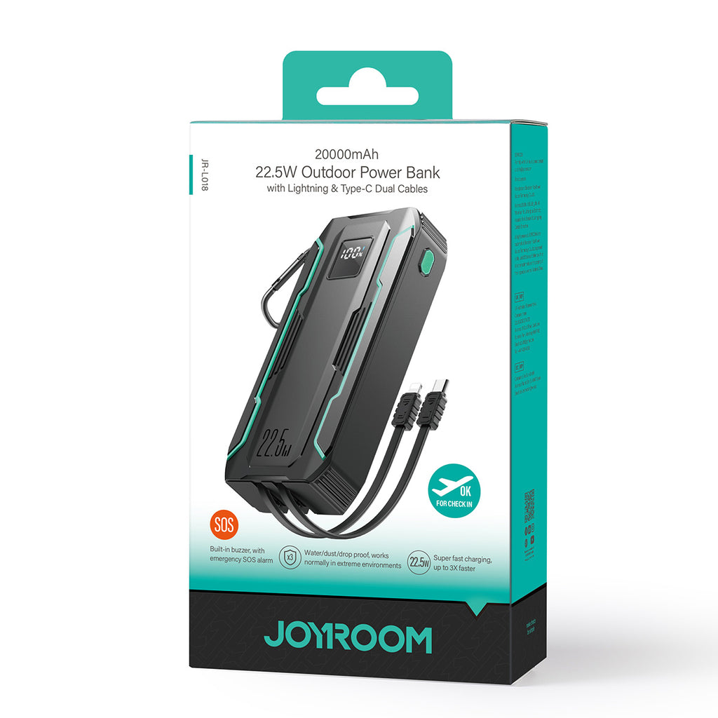 JOYROOM JR-L018 22.5W Power Bank 2000mAh with Dual Cables - Hugmie