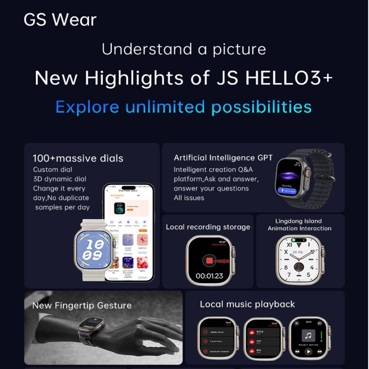 JS Hello3+ Smart Watch - Hugmie