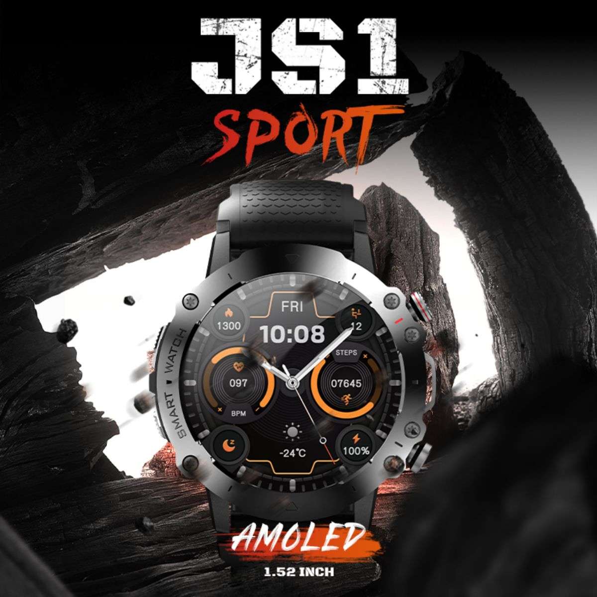 JS1 Sport Smart Watch Black - Hugmie