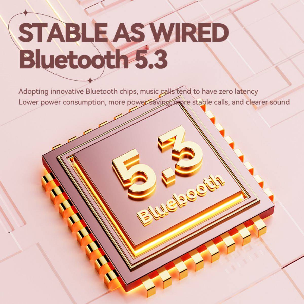 Bluetooth 5.3 chip in KE-30 Wireless Headphones, ensuring stable connections, low latency, and clear sound quality for seamless audio experiences.