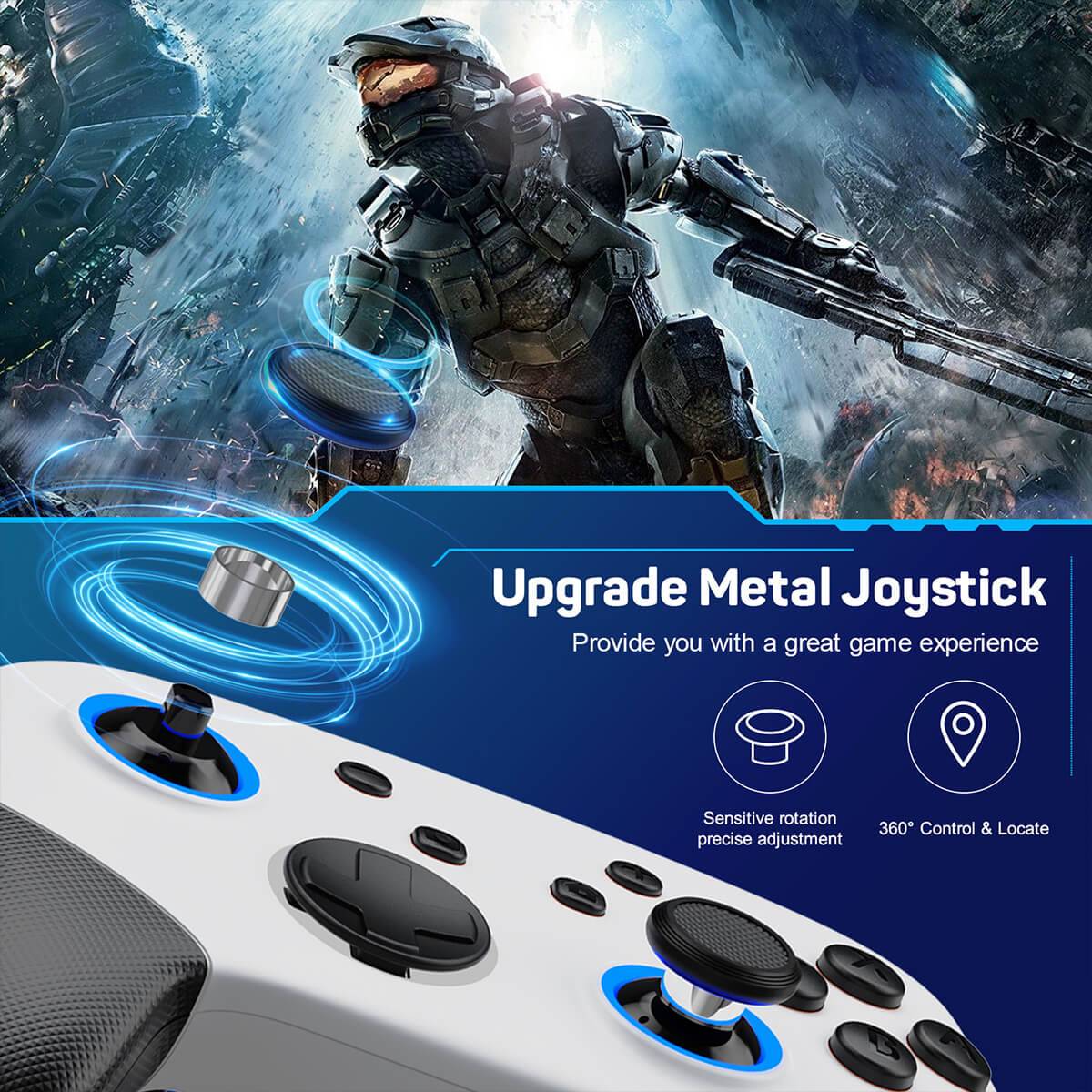 KS11 Wireless Pro Controller with upgraded metal joysticks, offering precise 360-degree control and enhanced durability for a superior gaming experience.