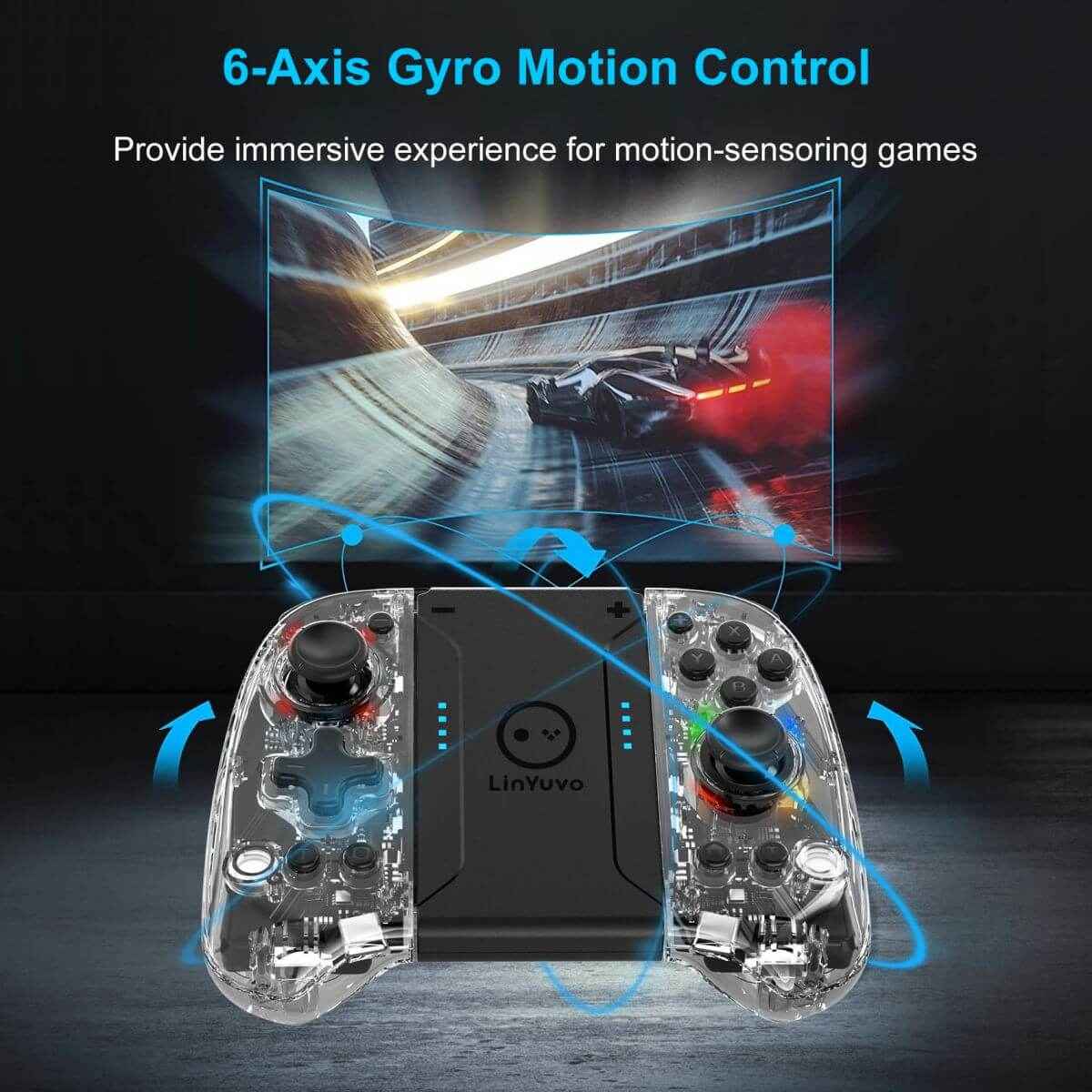 KS58 Nintendo Switch Controller featuring 6-axis gyro motion control for precise and immersive gameplay experience.