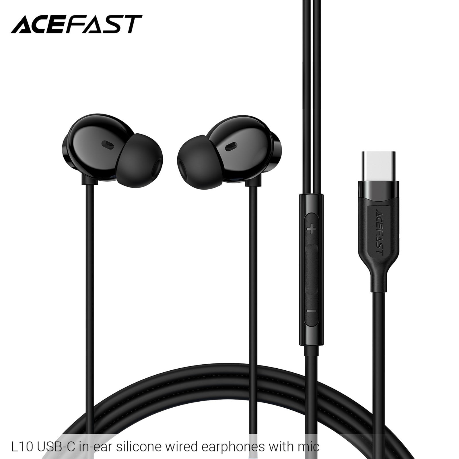 ACEFAST L10 USB-C In-ear Silicone Wired Earphones with Mic Black