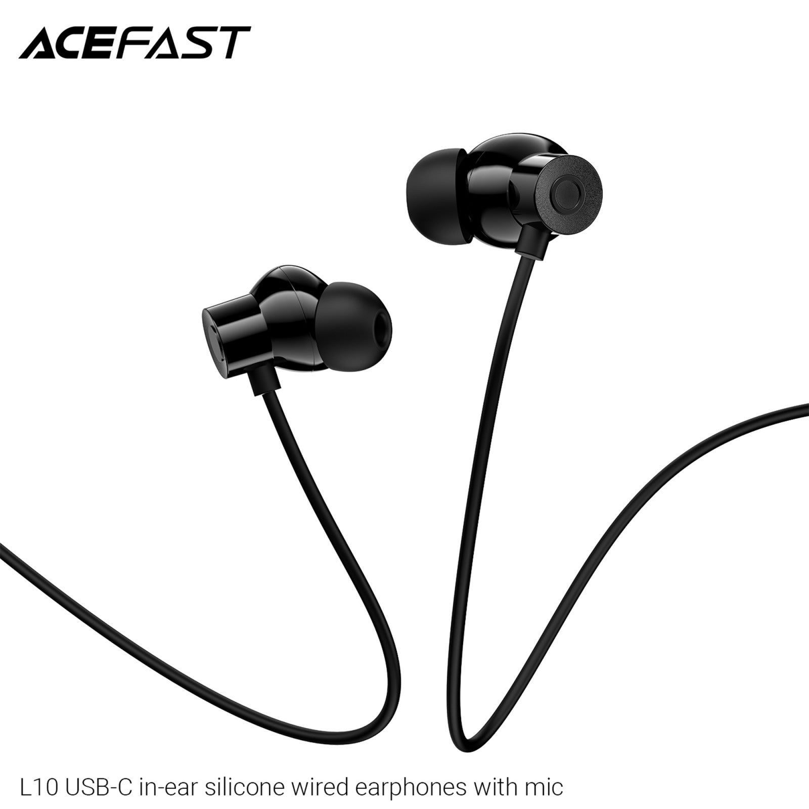 ACEFAST L10 USB-C In-ear Silicone Wired Earphones with Mic Black