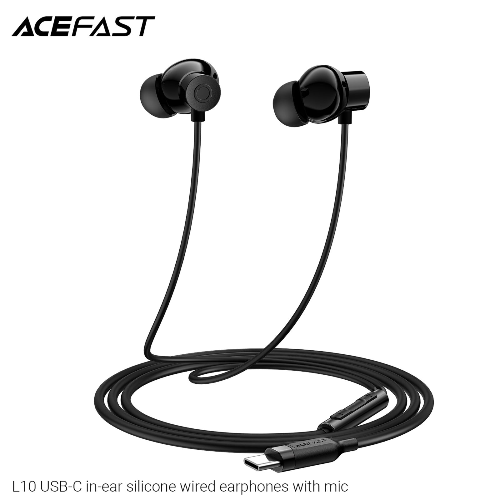 ACEFAST L10 USB-C In-ear Silicone Wired Earphones with Mic Black