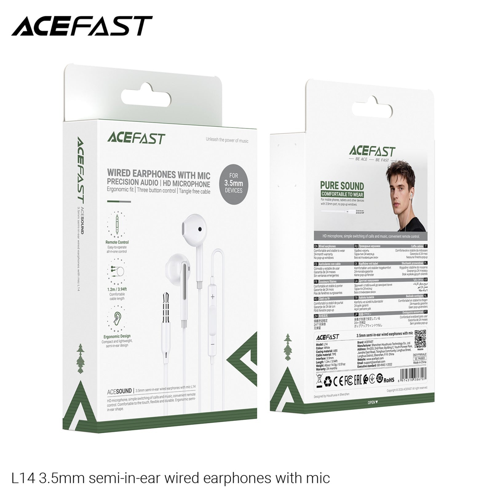 ACEFAST L14 3.5mm Semi-in-ear Wired Earphones with Mic