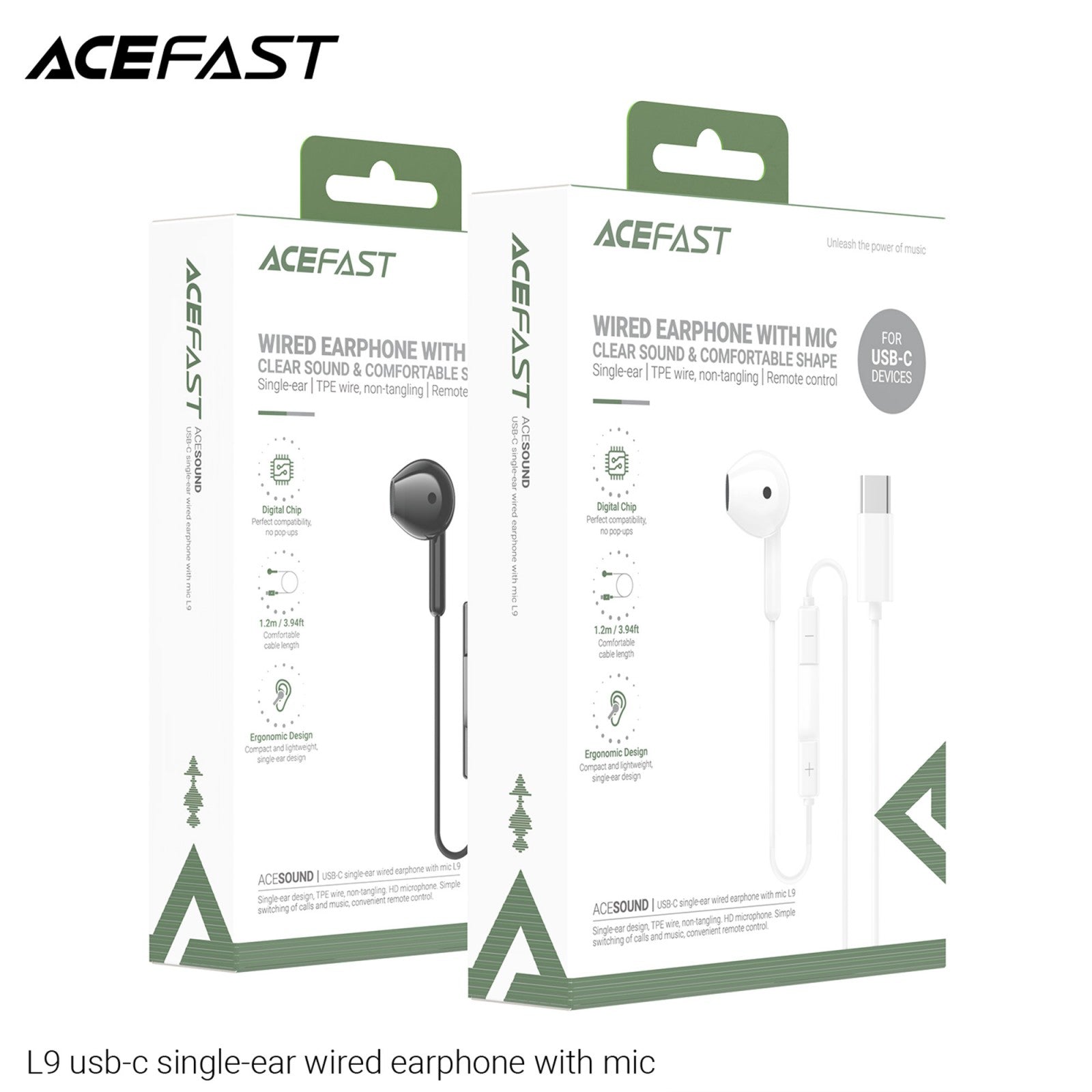 ACEFAST L9 USB-C Single-Ear Wired Earphones with Mic