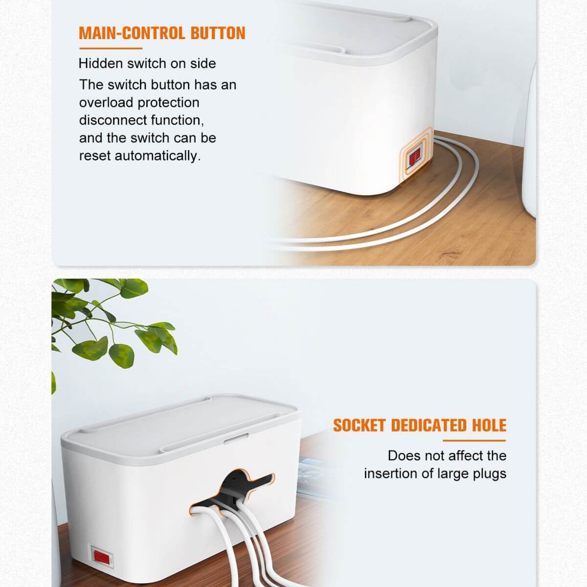 LDNIO Power Strip Box SN5311 with main control button and dedicated socket hole, ensuring overload protection and easy plug access.