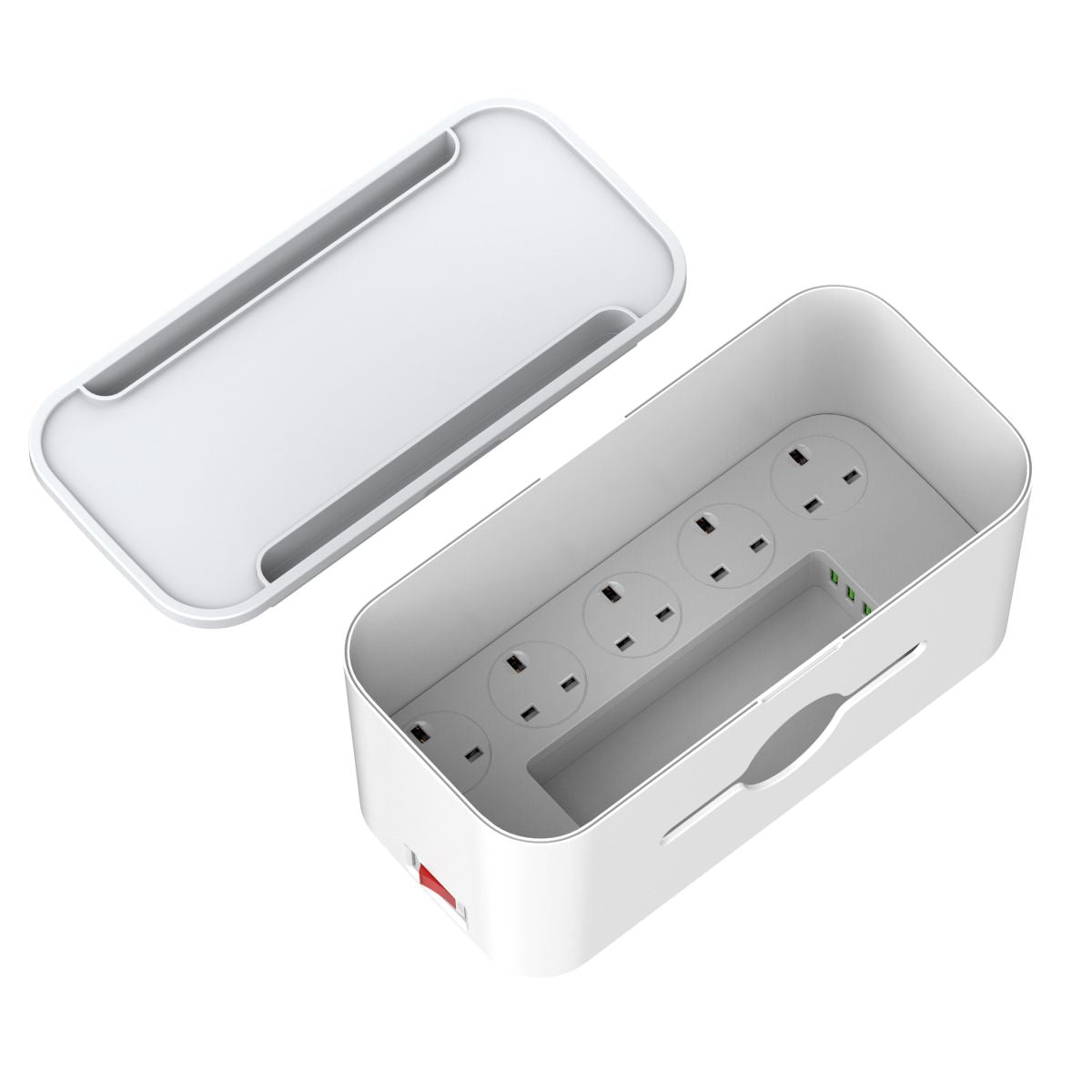 LDNIO 2500W Management Power Strip Box SN5311 with removable lid, multiple sockets, and USB ports for organized cable management.