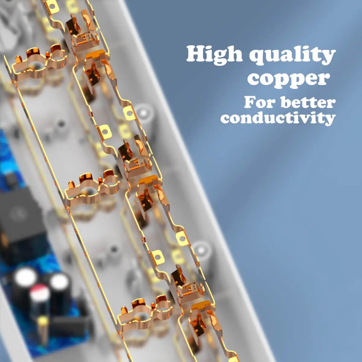 High-quality copper wiring inside the LDNIO SC5415 Power Strip ensures better conductivity and durability for safe and reliable power distribution.