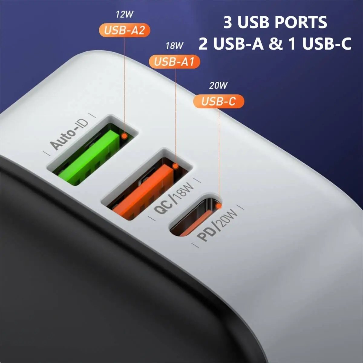 LDNIO A3513Q PD(USB-C) QC3.0 32W Fast Charger with 1M Cable - Hugmie