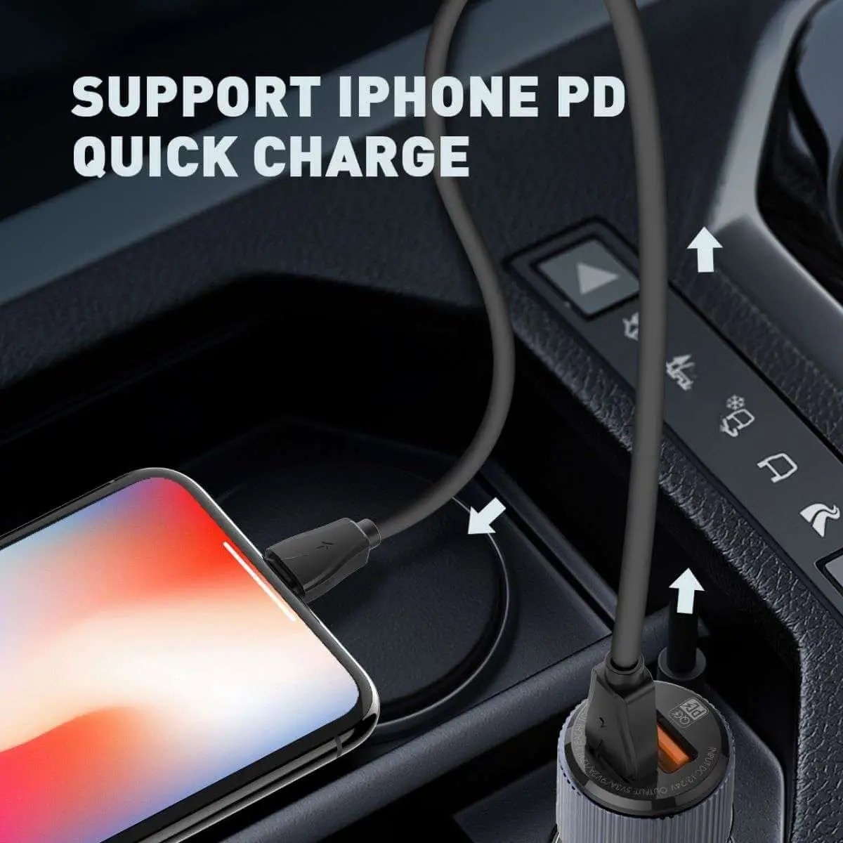 LDNIO C510Q PD&QC 3.0 Metal Car Charger with Cable - Hugmie