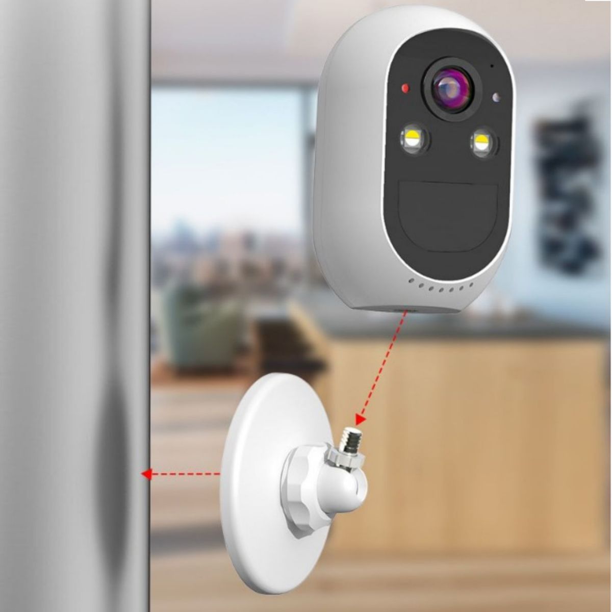 Magnetic mount installation for LP001 Security Camera. Easy setup with adjustable positioning for optimal surveillance coverage.