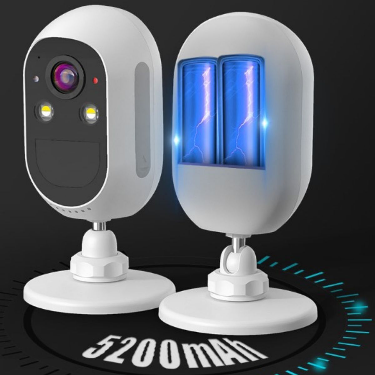 LP001 Wireless Security Camera with dual battery system for extended power. Ensures uninterrupted surveillance with efficient energy management.