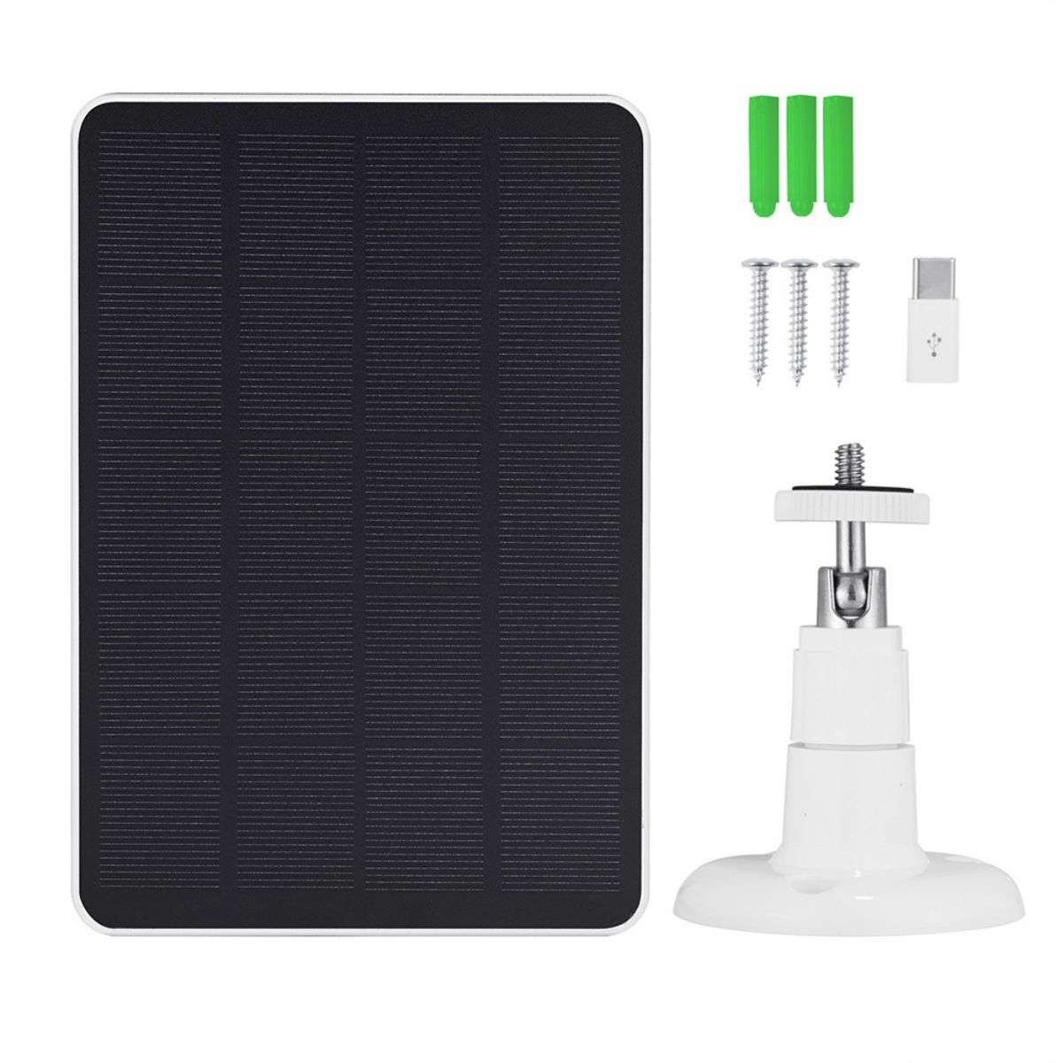 Complete solar panel kit for LP001 Security Camera, including mounting accessories. Easy installation for continuous power and reliable security.