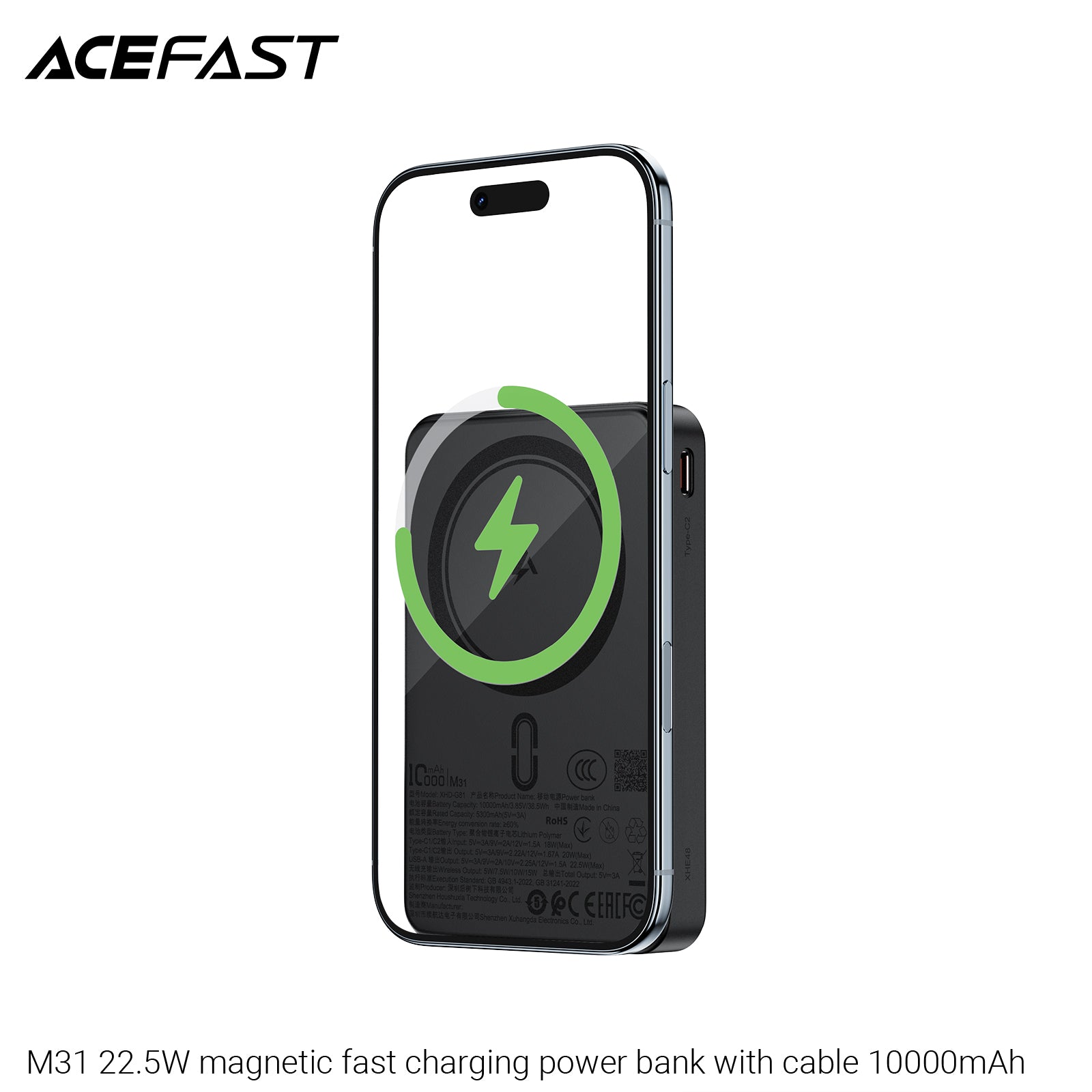 ACEFAST M31 22.5W Magnetic Fast Charging Power Bank with Cable 10000mAh