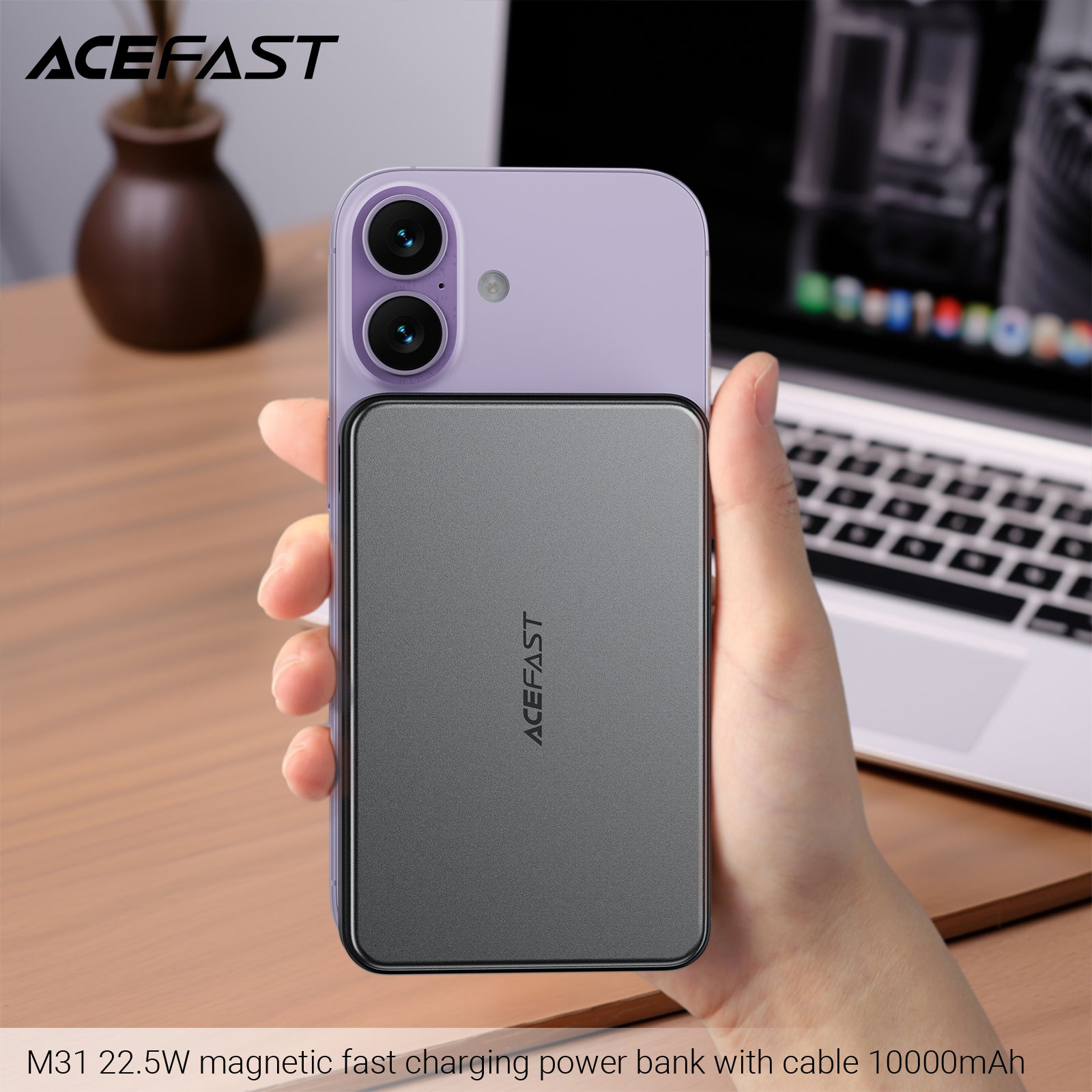 ACEFAST M31 22.5W Magnetic Fast Charging Power Bank with Cable 10000mAh